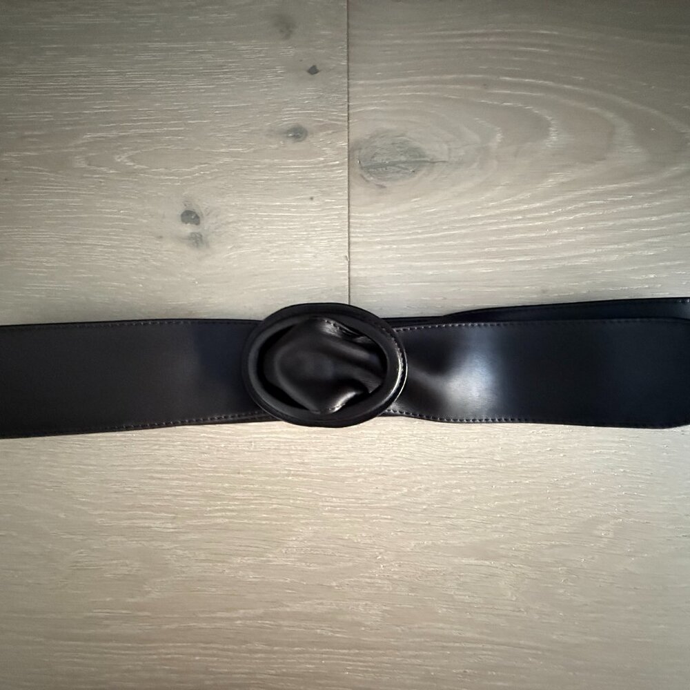 Via Spiga Chocolate Brown Leather Adjustable Belt with Oval BuckleSize XL